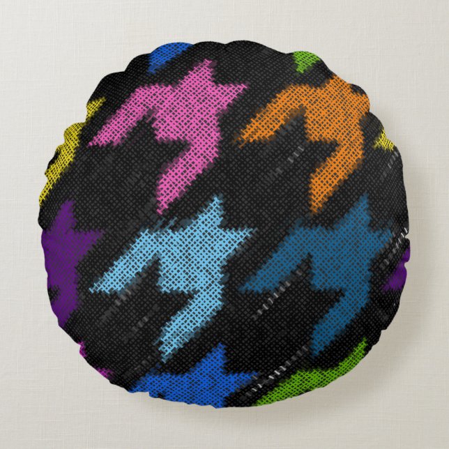 Seamless Hounds-tooth pattern. Imitation of a text Round Pillow (Front)