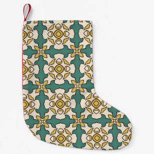 Seamless illustrated pattern made of abstract elem small christmas stocking