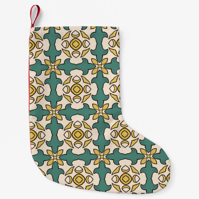 Seamless illustrated pattern made of abstract elem small christmas stocking (Front)