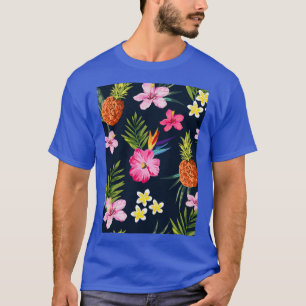 Seamless illustration pattern flowers pineapple T-Shirt