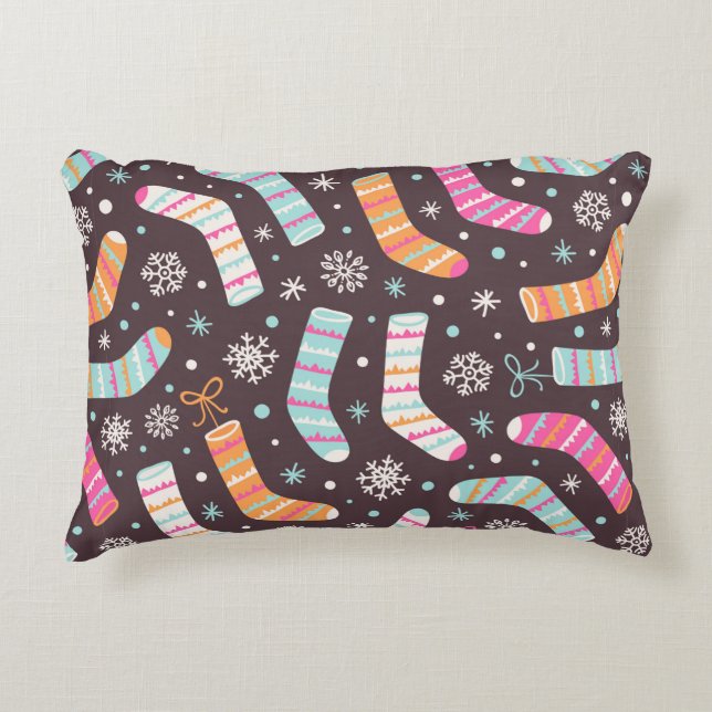 Seamless illustration pattern with Christmas socks Accent Pillow (Front)