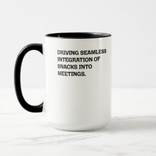 Seamless Integration Snacks Meetings Funny Office Mug