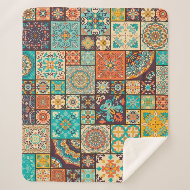 Seamless Islamic, Arabic tile pattern. Sherpa Blanket (Front)