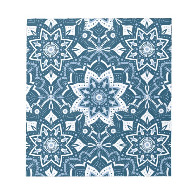 Seamless Islamic Art Colourful Blue Notepad (Front)