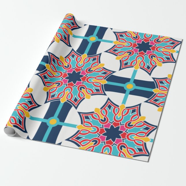 Seamless Islamic Art Colourful Wrapping Paper (Unrolled)