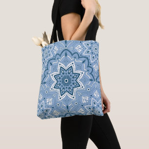 Seamless Islamic Colourful Blue Tote Bag
