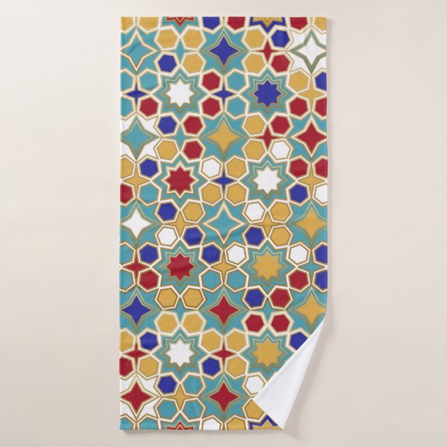 Seamless Islamic patterns in colour. Islamic ornam Bath Towel (Bath Towel)