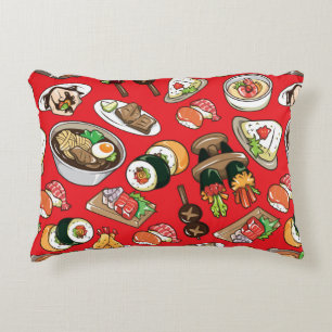 seamless Japanese food pattern Accent Pillow