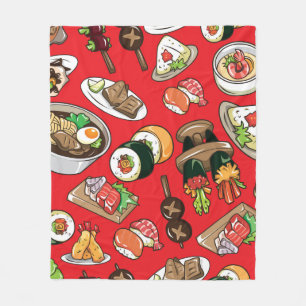 seamless Japanese food pattern Fleece Blanket