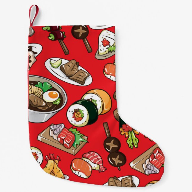 seamless Japanese food pattern Small Christmas Stocking (Front)