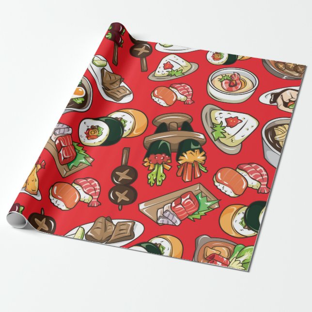 seamless Japanese food pattern Wrapping Paper (Unrolled)