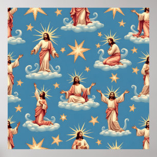 Seamless Jesus Pattern Religion Gift Christianity  Poster