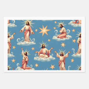 Seamless Jesus Pattern Religion Gift Christianity  Wrapping Paper Sheet