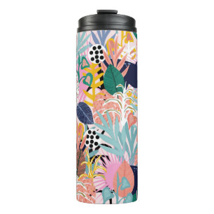 Seamless jungle pattern with panthers, colourful l thermal tumbler