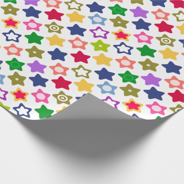 Seamless kids fun cartoon stars colourful bright w wrapping paper (Corner)