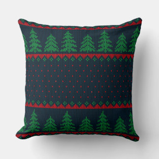 Seamless Knitted Christmas tree  Pattern Throw Pillow