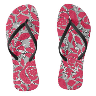 Seamless lace roses romantic retro vintage red lac flip flops