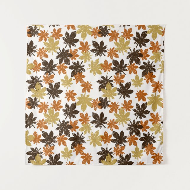 seamless leaf pattern with grunge effect tapestry (Front)