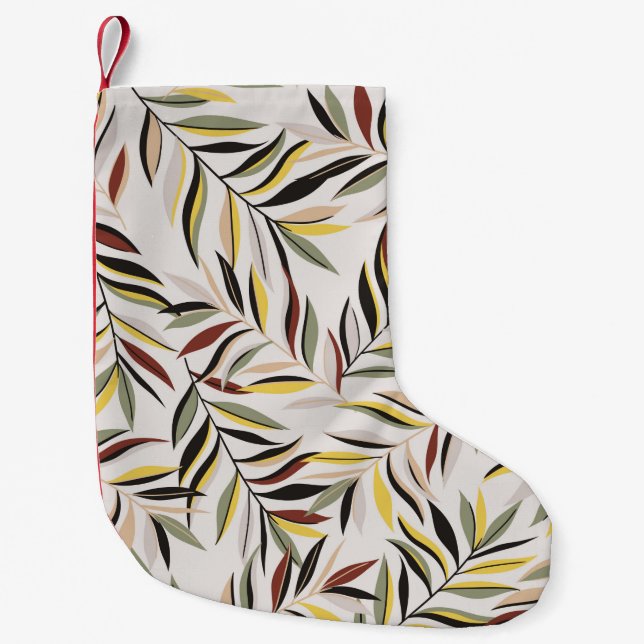 seamless leaves pattern on grey backgroundpattern, small christmas stocking (Front)