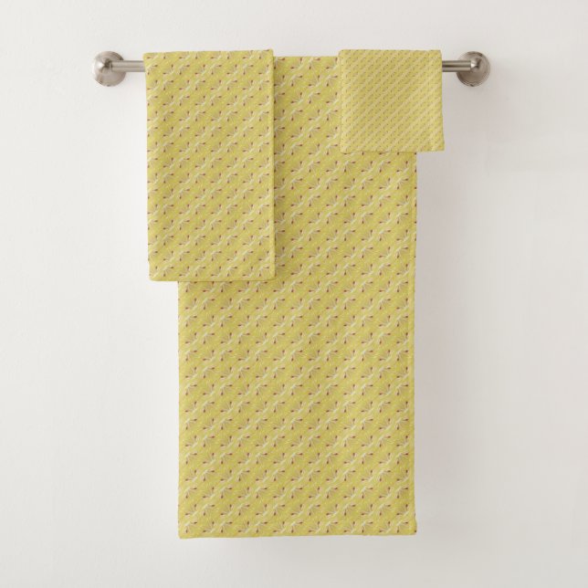 Seamless lemon pattern bath towel set (Insitu)