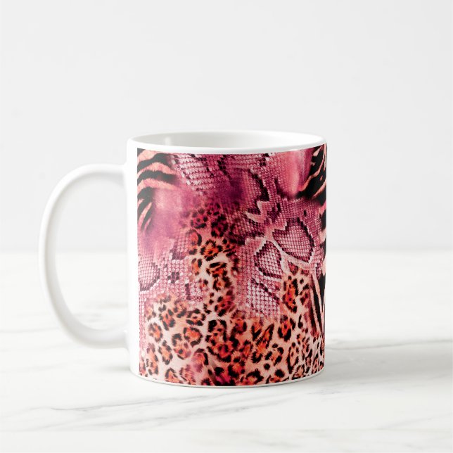 Seamless leopard pattern, abstract zebra. leopard, coffee mug (Left)