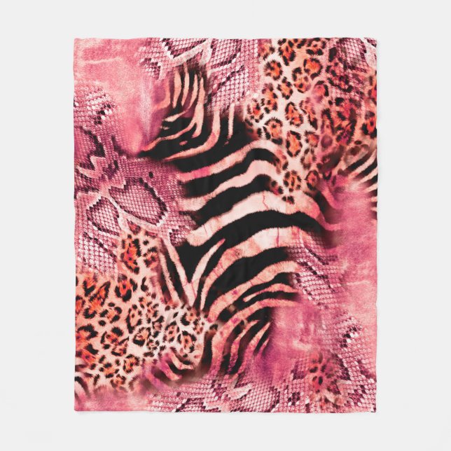 Seamless leopard pattern, abstract zebra. leopard, fleece blanket (Front)