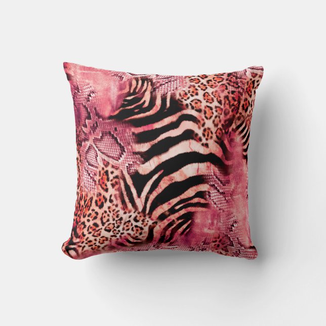Seamless leopard pattern, abstract zebra. leopard, throw pillow (Front)