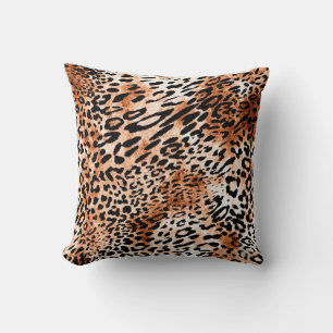 Seamless leopard pattern, african animal print throw pillow
