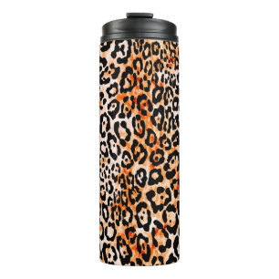 Seamless leopard pattern, hand drawing animal prin thermal tumbler