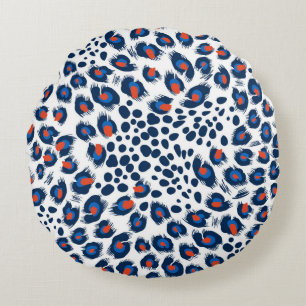Seamless leopard skin pattern. Vintage.  Round Pillow