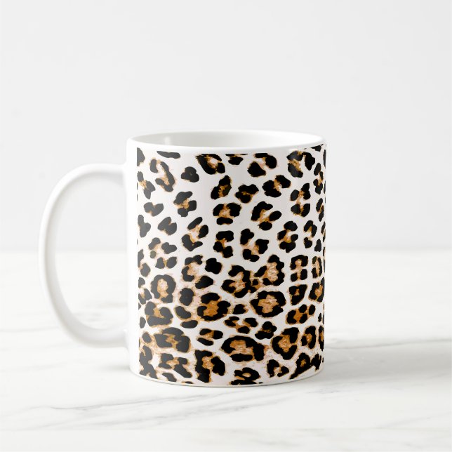 Seamless leopard texture, african animal print coffee mug (Left)