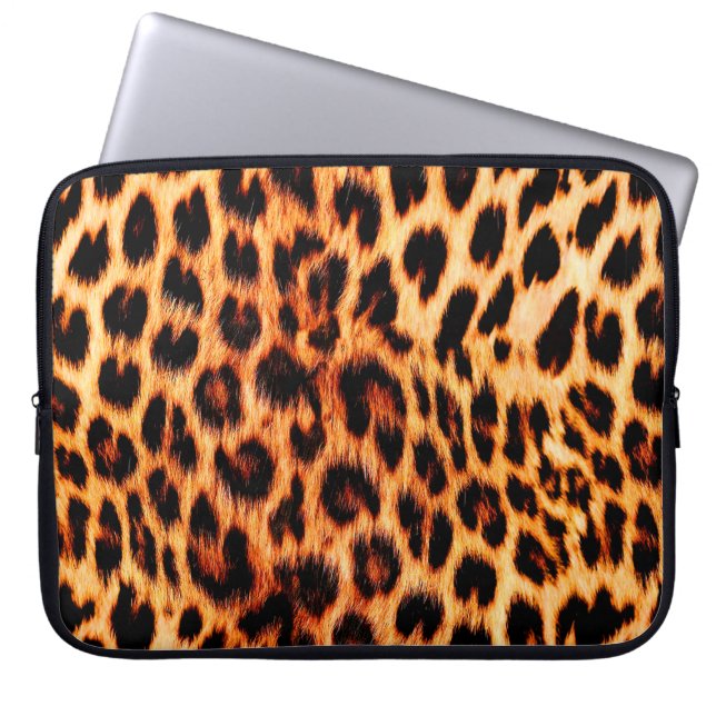 Seamless leopard texture, leopard fur, african ani laptop sleeve (Front)