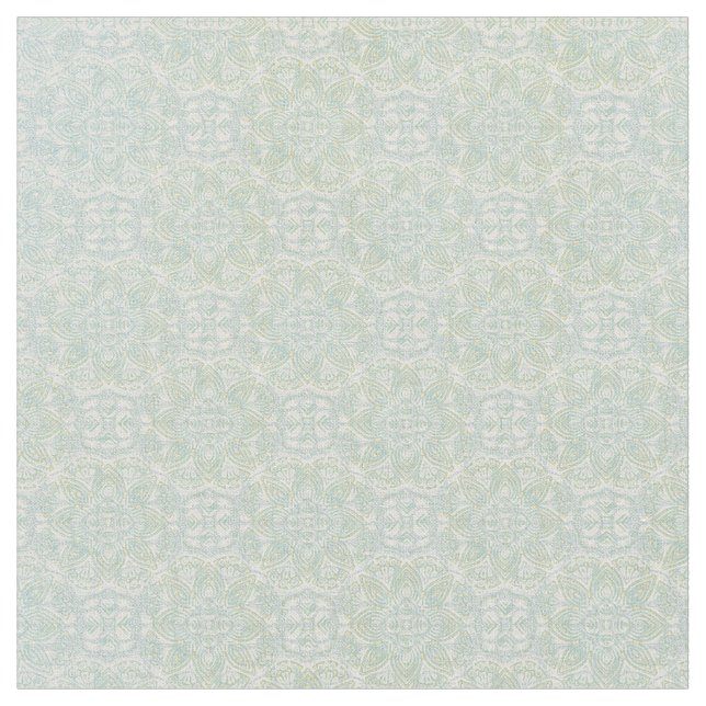 Seamless Light Green, Yellow & White Mandalas  Fabric (Close Up)