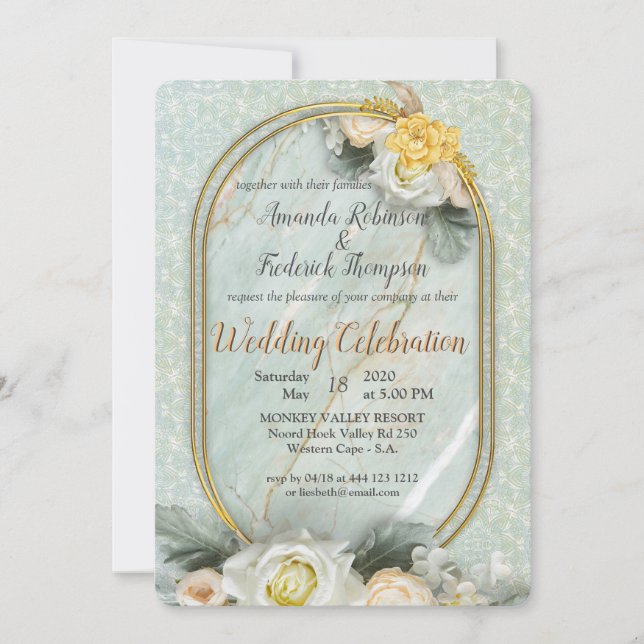 Seamless Light Green, Yellow & White Mandalas  Invitation (Front)