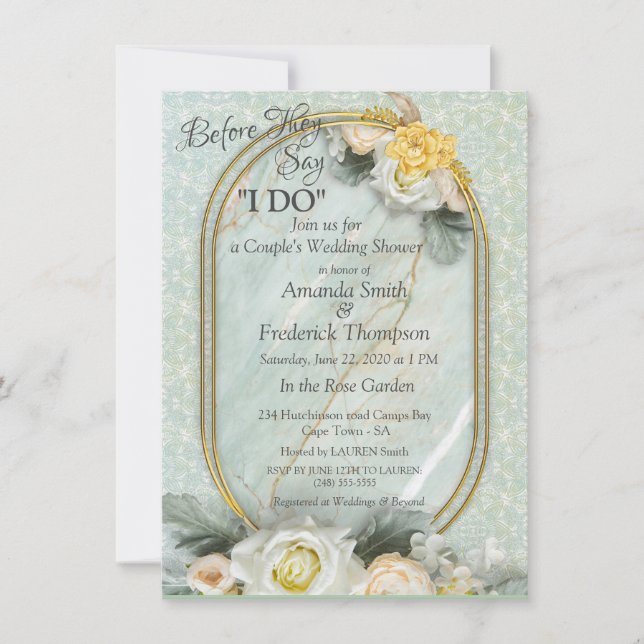 Seamless Light Green, Yellow & White Mandalas  Invitation (Front)