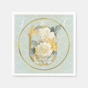 Seamless Light Green, Yellow & White Mandalas Napkin