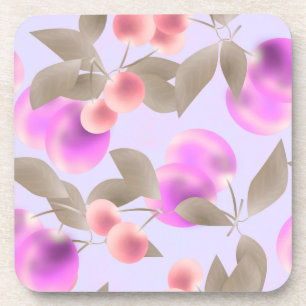 Seamless light plum fruits purple berries cherry p coaster