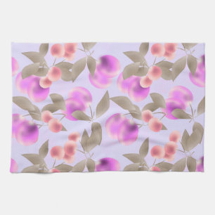 Seamless light plum fruits purple berries cherry p kitchen towel