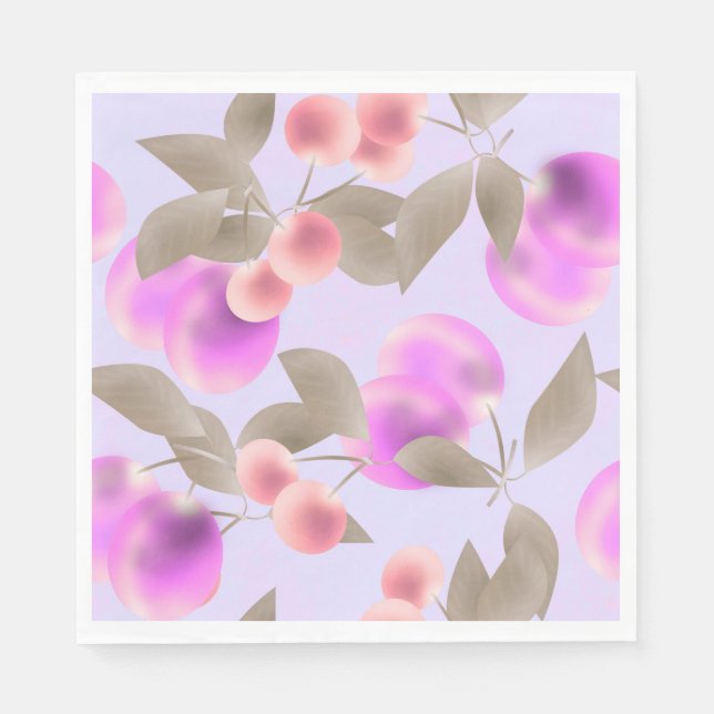 Seamless light plum fruits purple berries cherry p napkin (Front)
