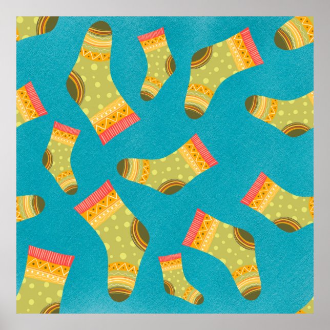 Seamless linear pattern with socks. The illustrati Poster (Front)