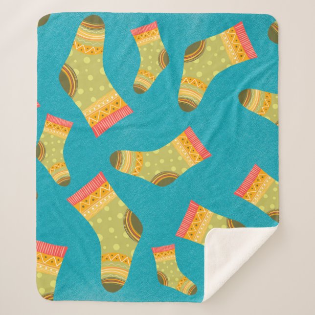 Seamless linear pattern with socks. The illustrati Sherpa Blanket (Front)