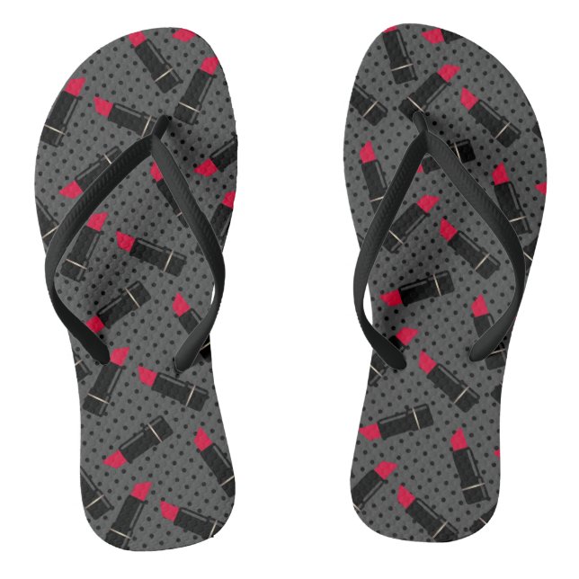 Seamless lipstick lip design pattern beauty fashio flip flops (Footbed)
