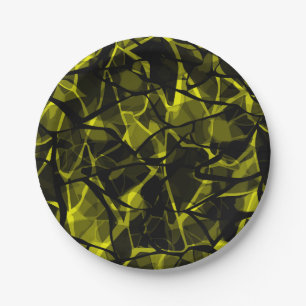 Seamless liquid wavy abstract black green marble g paper plate