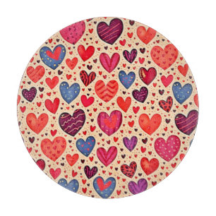 Seamless Love Heart Pattern Art Cutting Board