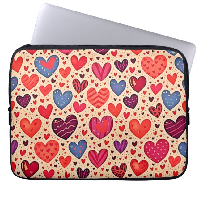 Seamless Love Heart Pattern Art Laptop Sleeve (Front)