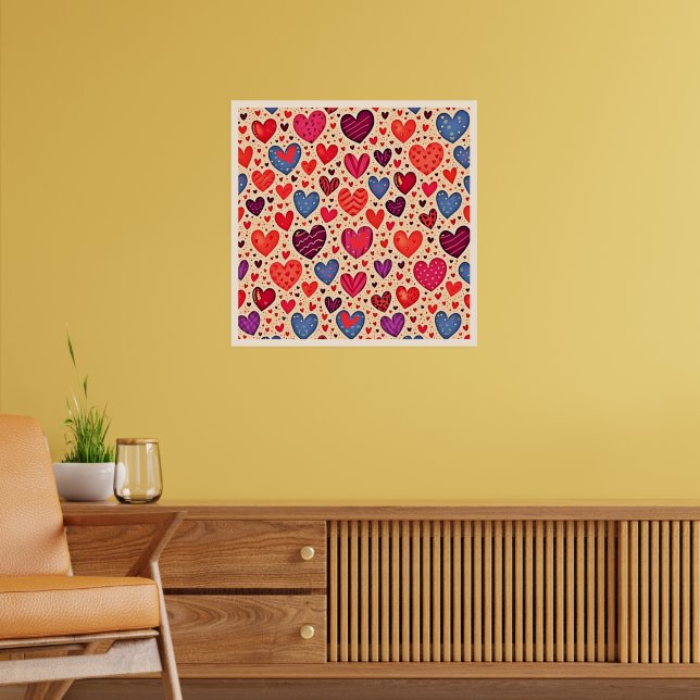 Seamless Love Heart Pattern Art Poster (Living Room 2)