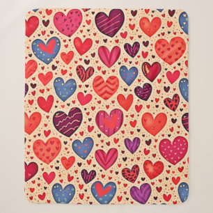 Seamless Love Heart Pattern Art Sherpa Blanket