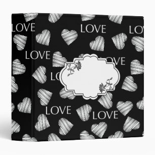 Seamless LOVE Valentines Day black dark white scra Binder