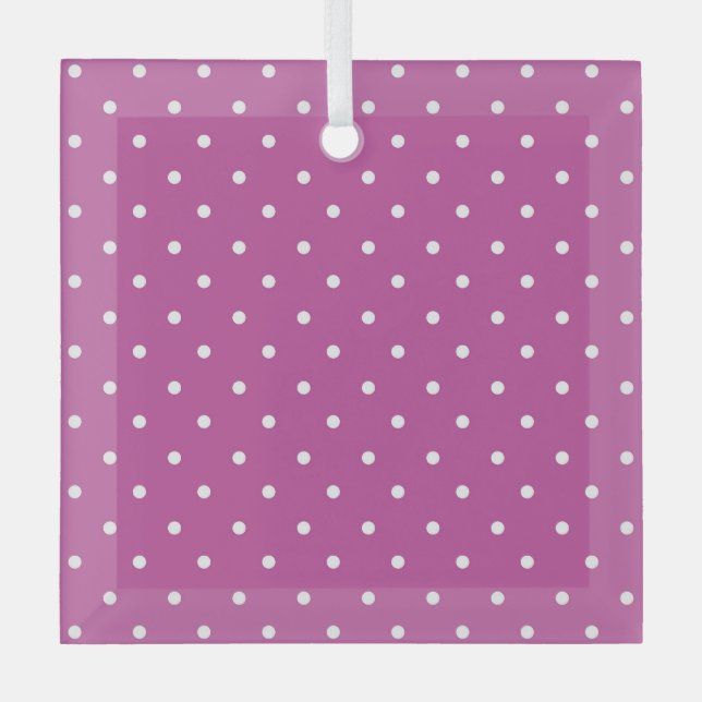 Seamless magenta background polka dot pattern glass ornament (Front)