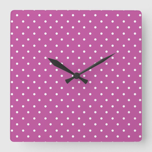 Seamless magenta background polka dot pattern square wall clock (Front)